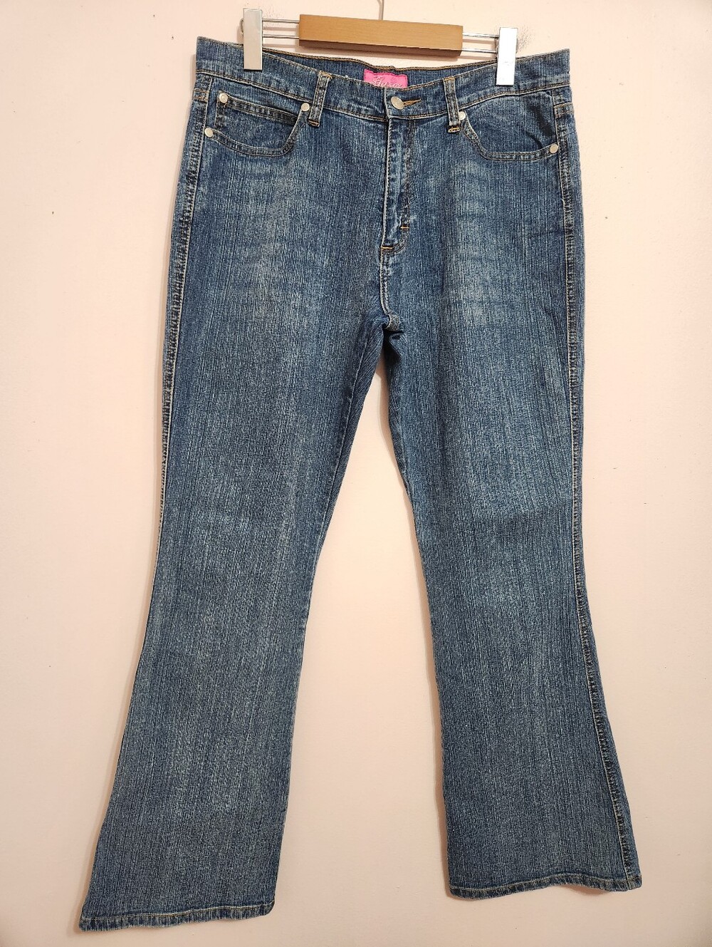 Vintage Y2K Gazoz Floral Embroidered Flare Jeans Mid Rise Fairycore Denim 11/12